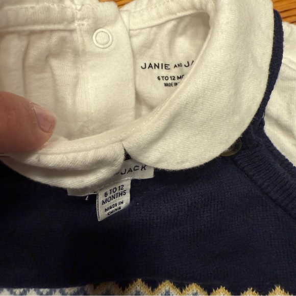 Like New Janie and Jack Navy and White Collared Top Hedgehog print 6-12M - Picture 3 of 10